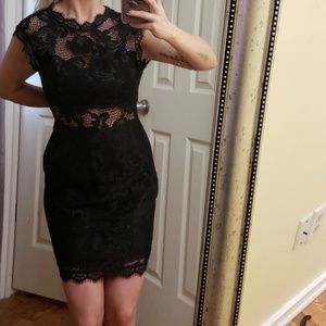 Black lace cut out dress